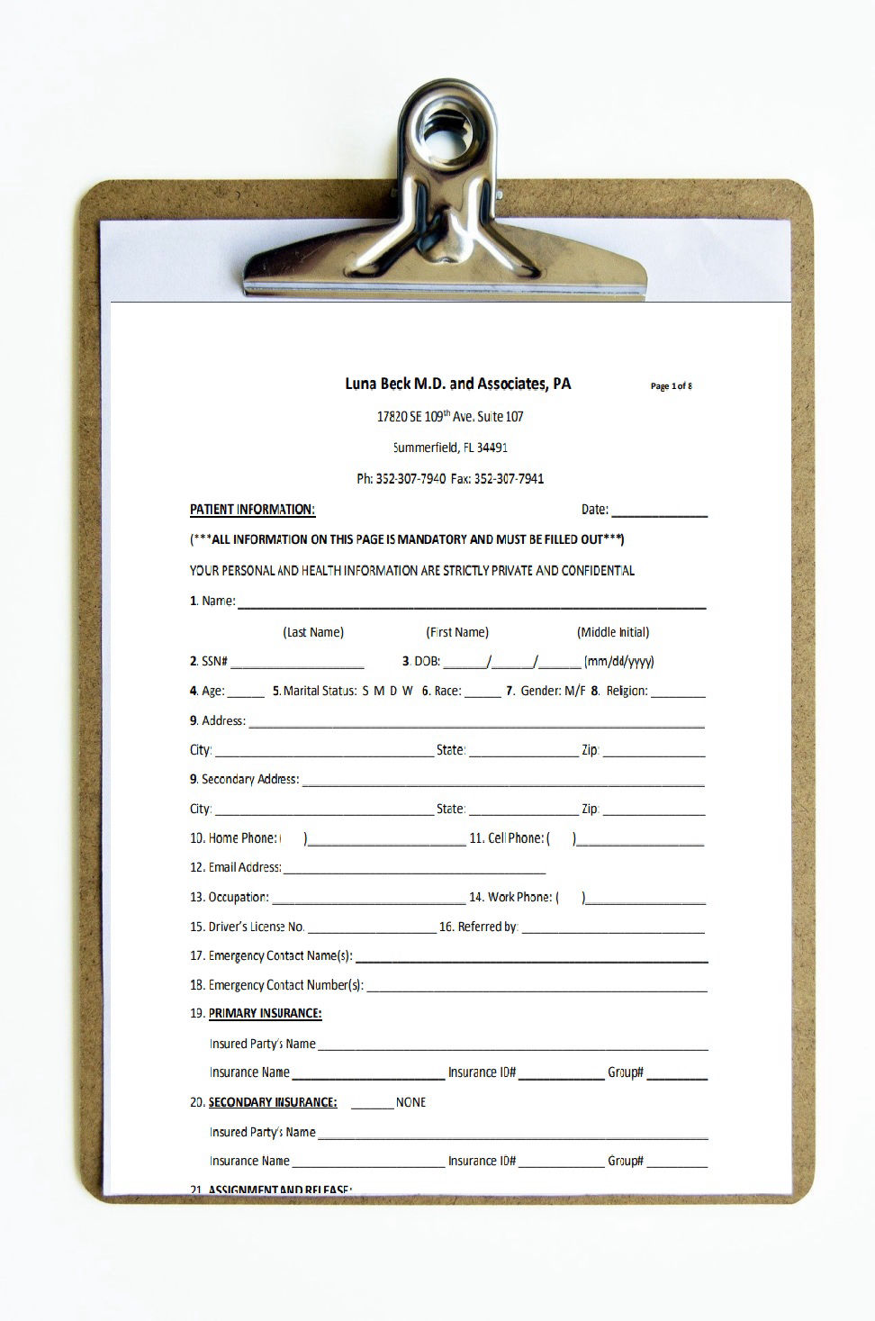 New patient packet